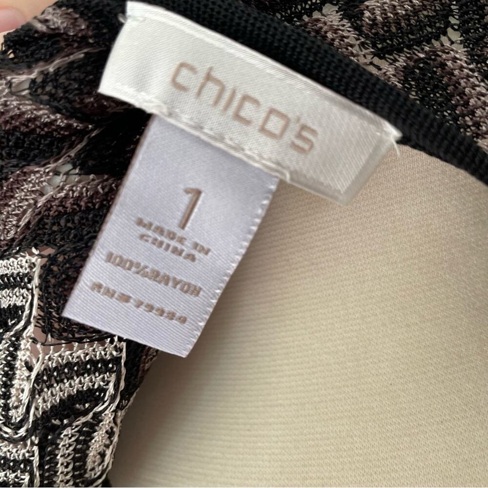 Chico’s Multicolor Cardigan 1 Long Sleeve Loose Knit Open Front Asymmetrical - Picture 5 of 5
